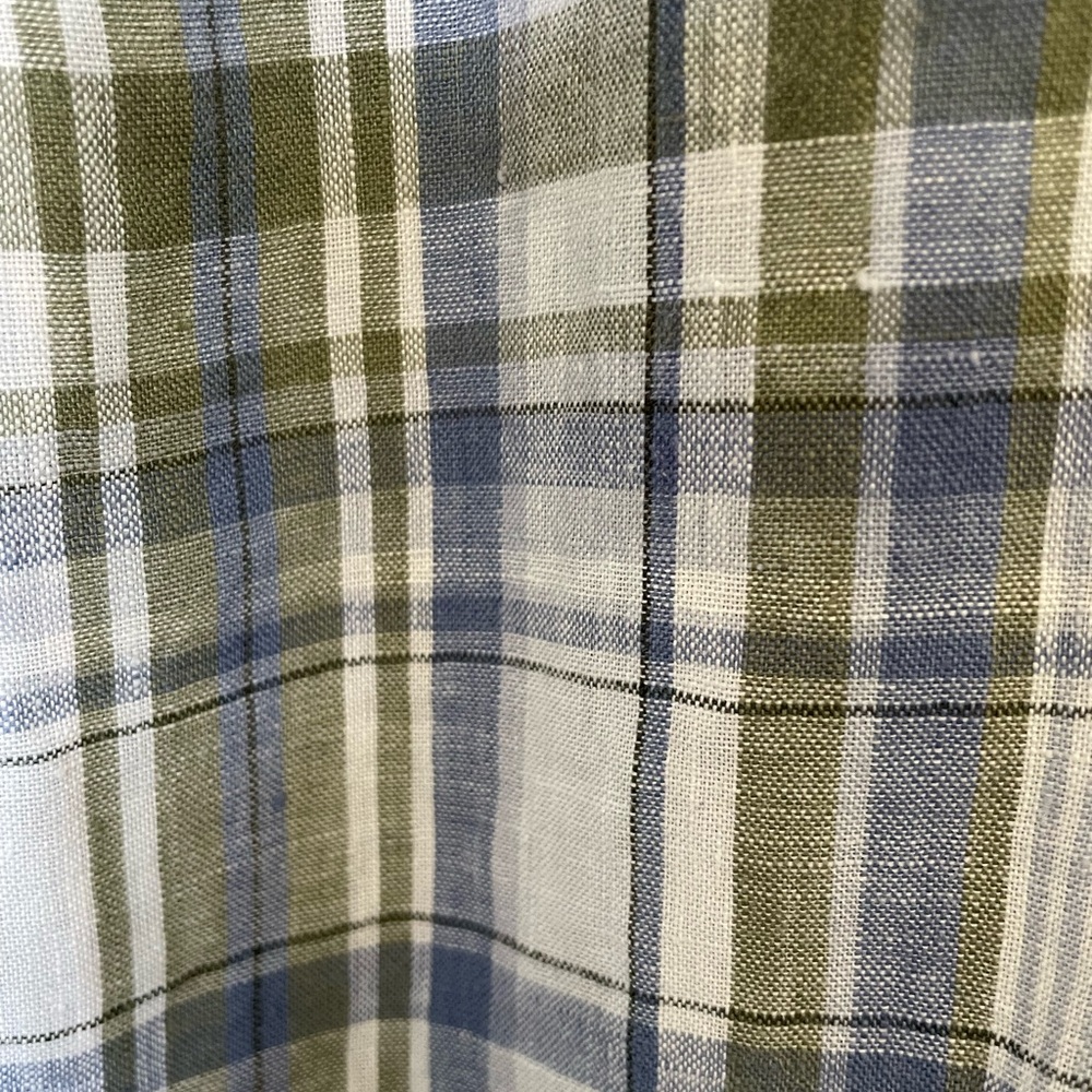 J. Jill Love Linen Blue and Green Plaid Linen Shirt with Pockets | Petite Small - Picture 7 of 12